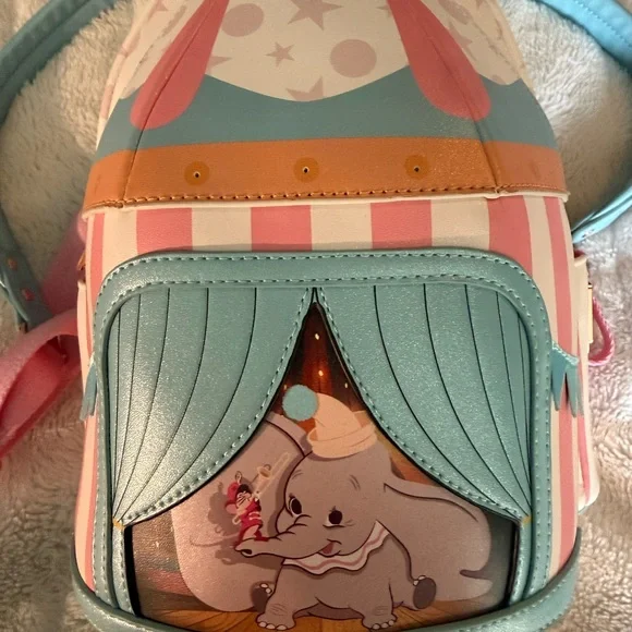 Loungefly Disney Dumbo Exclusive Mini Backpack Circus Tent Light-Up NWT🎪🩵🩷 - Picture 3 of 12